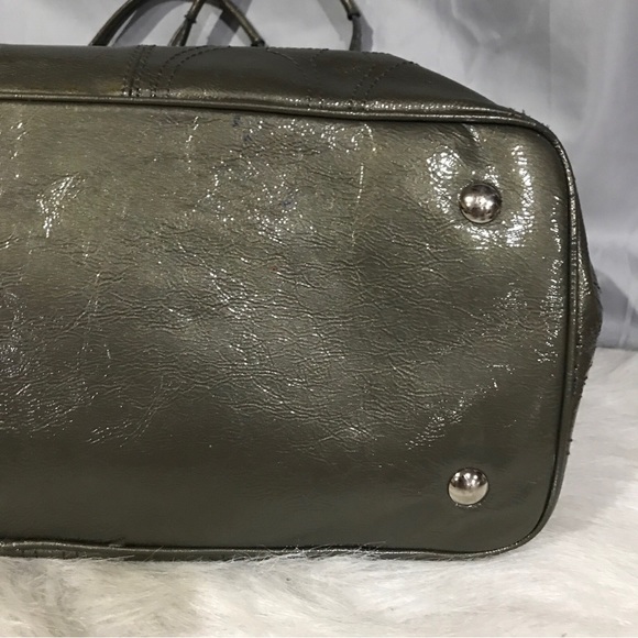 Coach Gray Patent Leather Kisslock Satchel Bag F15658 - Picture 14 of 16